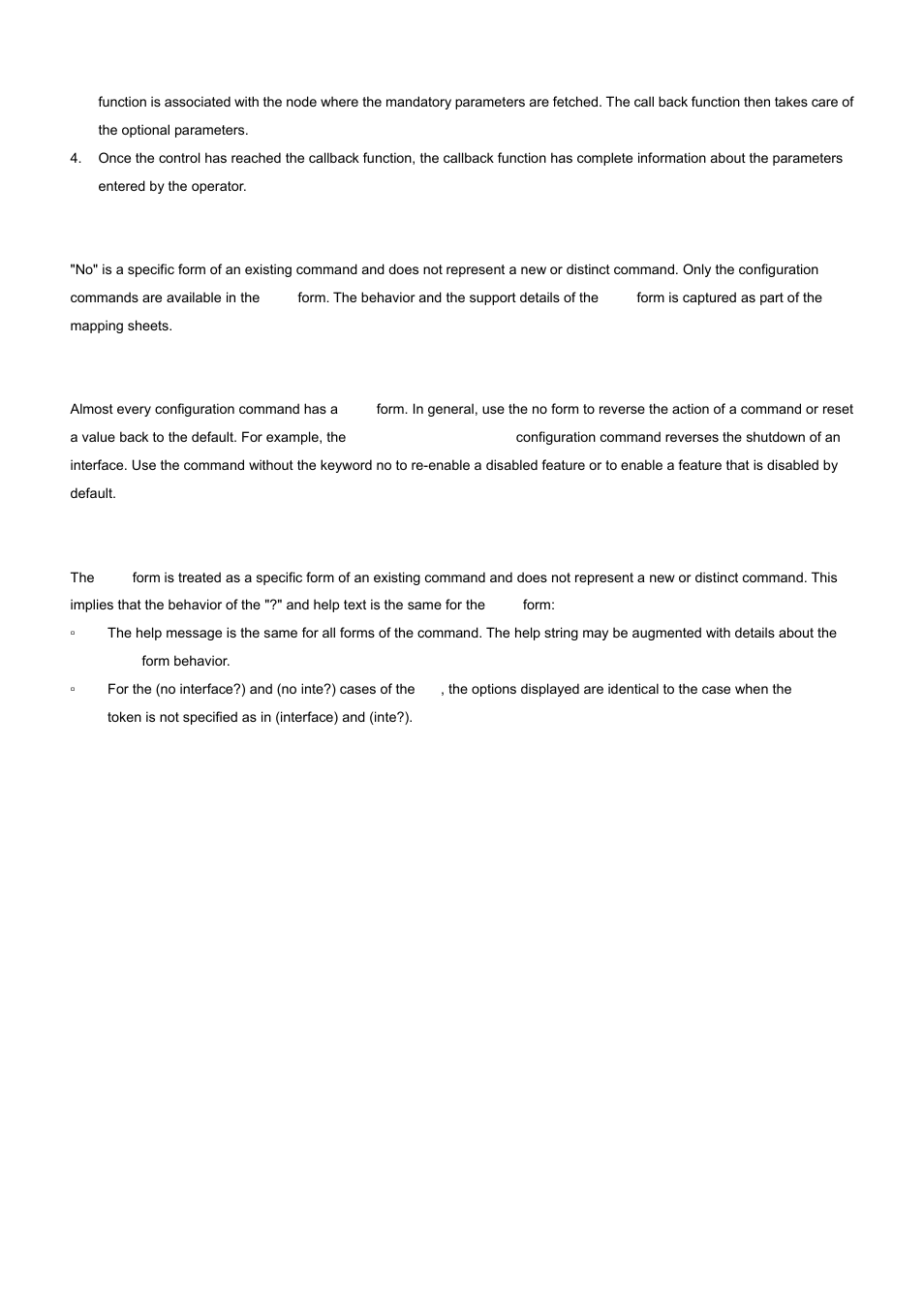 4 "no" form of a command, 1 support for "no" form, 2 behavior of command help ("?") | PLANET WGS3-24000 User Manual | Page 322 / 526