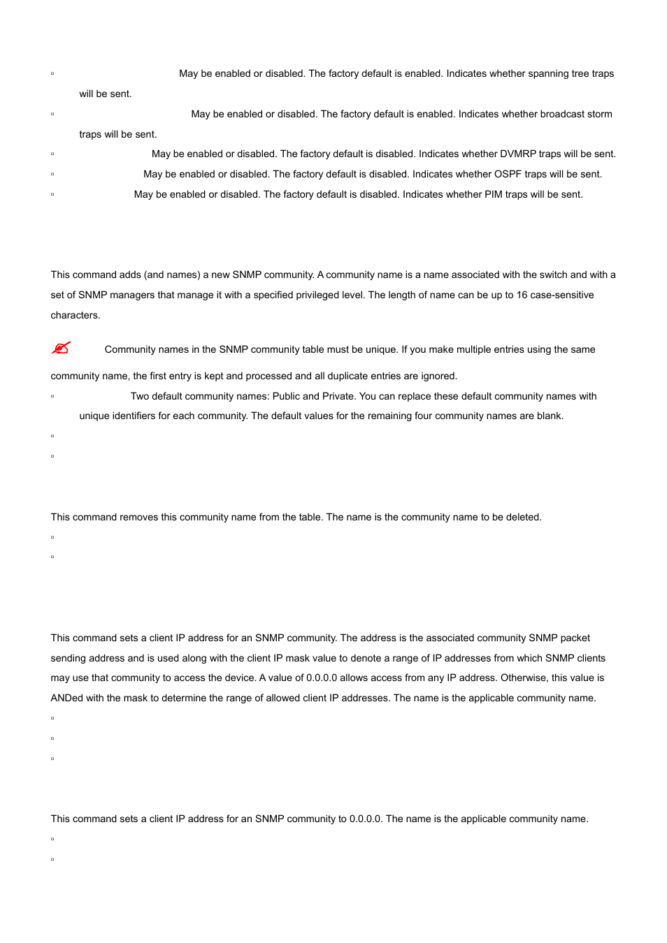 20 snmp-server community, 21 snmp-server community ipaddr | PLANET WGS3-24000 User Manual | Page 340 / 526