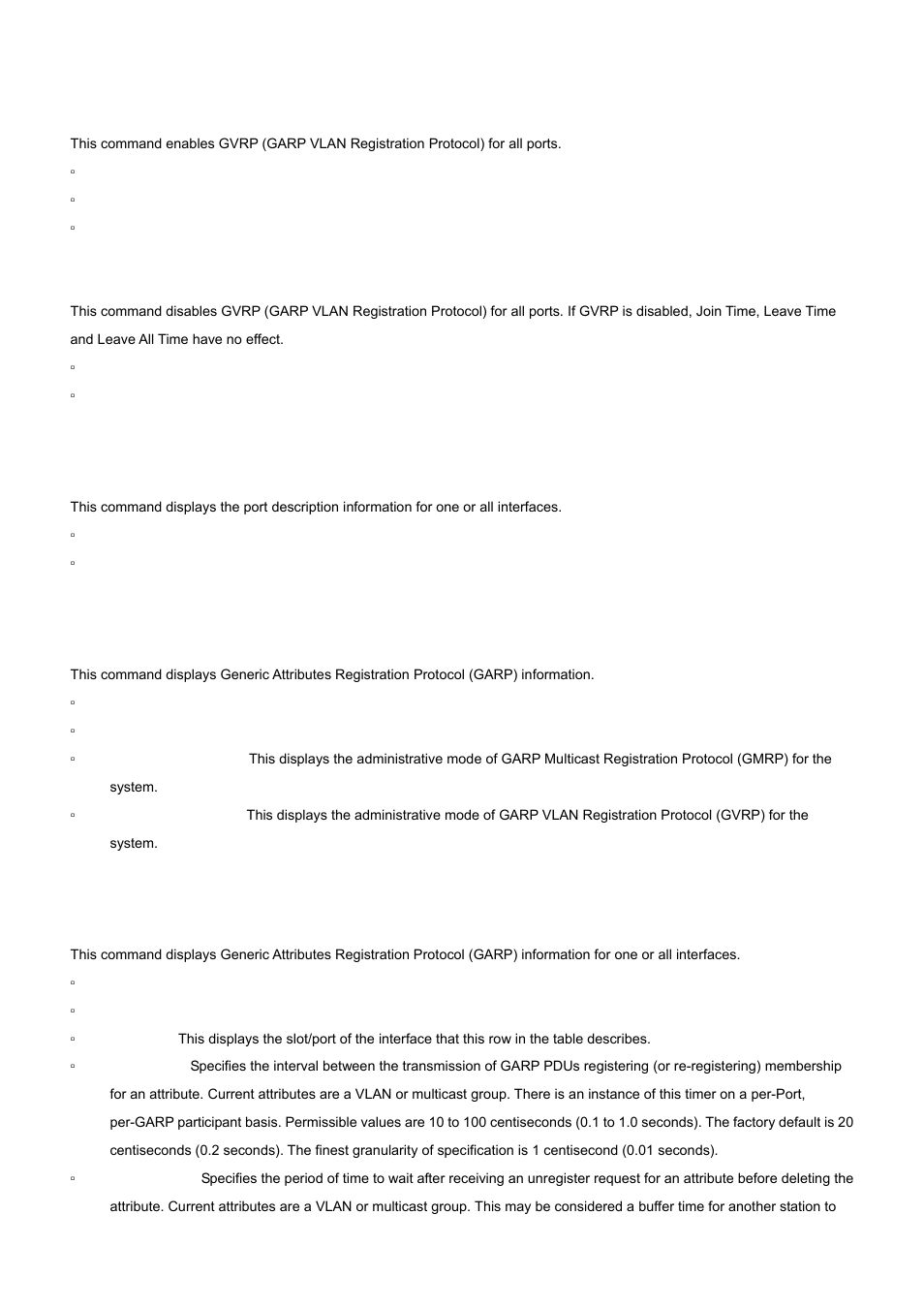 33 set gvrp interfacemode all, 34 show description, 35 show garp | 36 show gmrp configuration | PLANET WGS3-24000 User Manual | Page 356 / 526