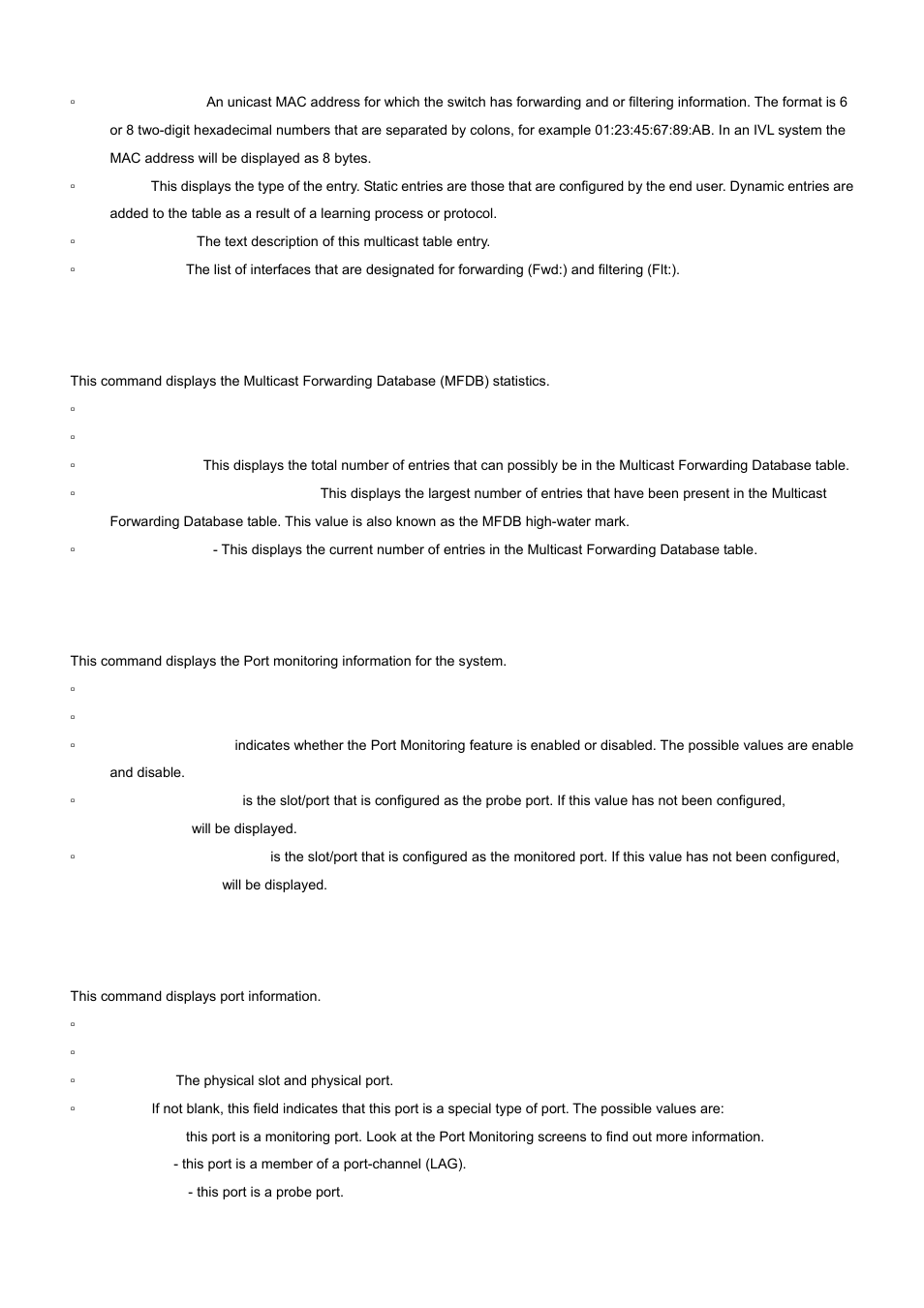 44 show mac-address-table stats, 45 show monitor, 46 show port | PLANET WGS3-24000 User Manual | Page 360 / 526