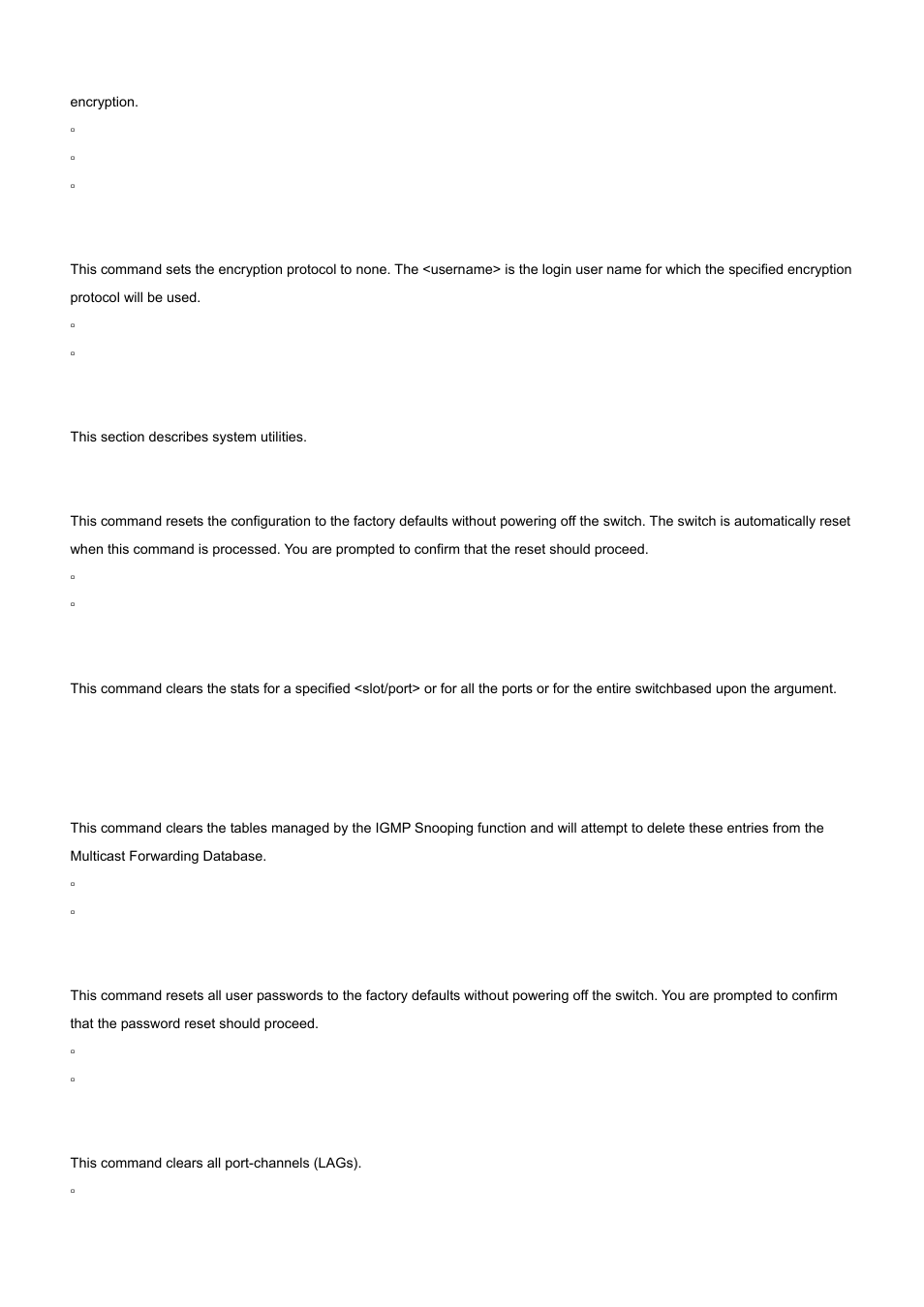 8 system utilities, 1 clear config, 2 clear counters | 3 clear igmpsnooping, 4 clear pass, 5 clear port-channel | PLANET WGS3-24000 User Manual | Page 375 / 526