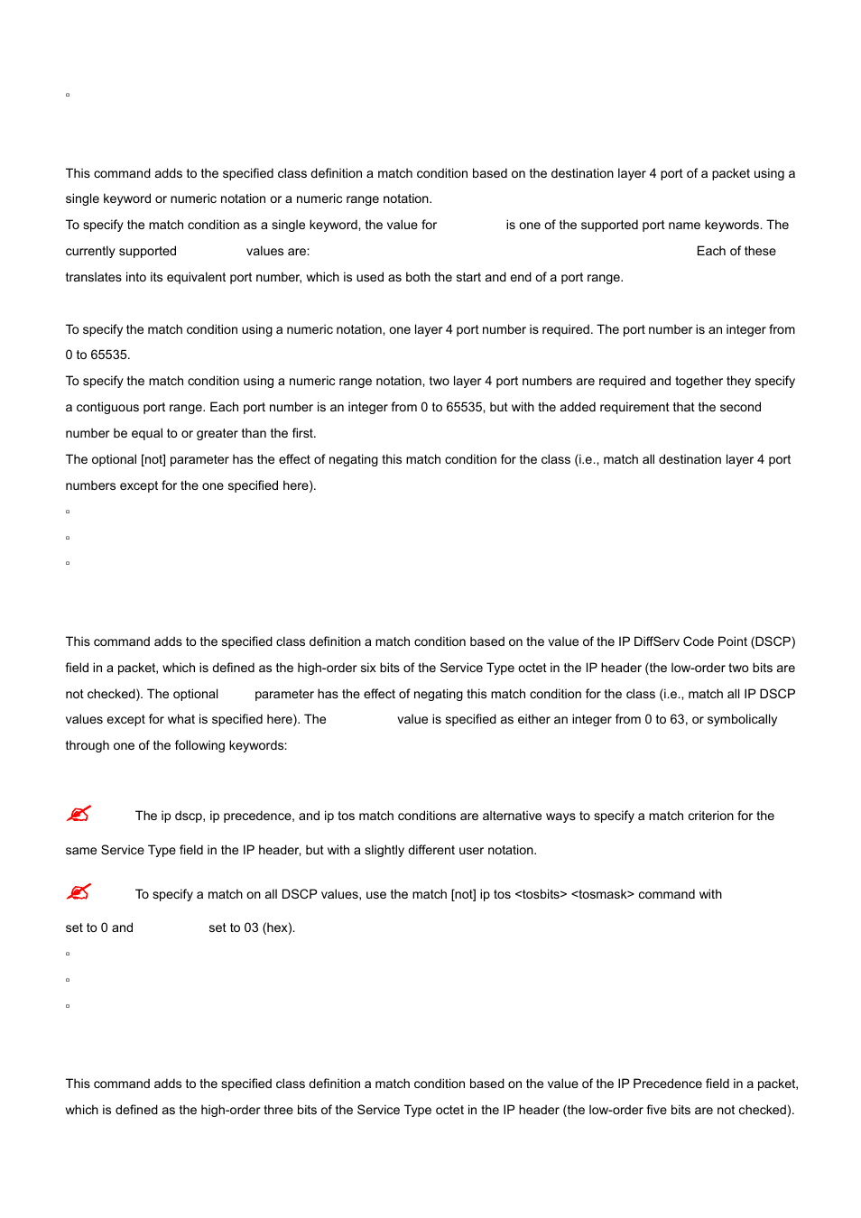 7 match dstl4port, 8 match ip dscp, 9 match ip precedence | PLANET WGS3-24000 User Manual | Page 384 / 526