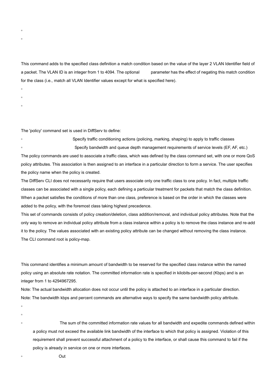 15 match vlan, 5 policy commands, 1 bandwidth kbps | PLANET WGS3-24000 User Manual | Page 387 / 526