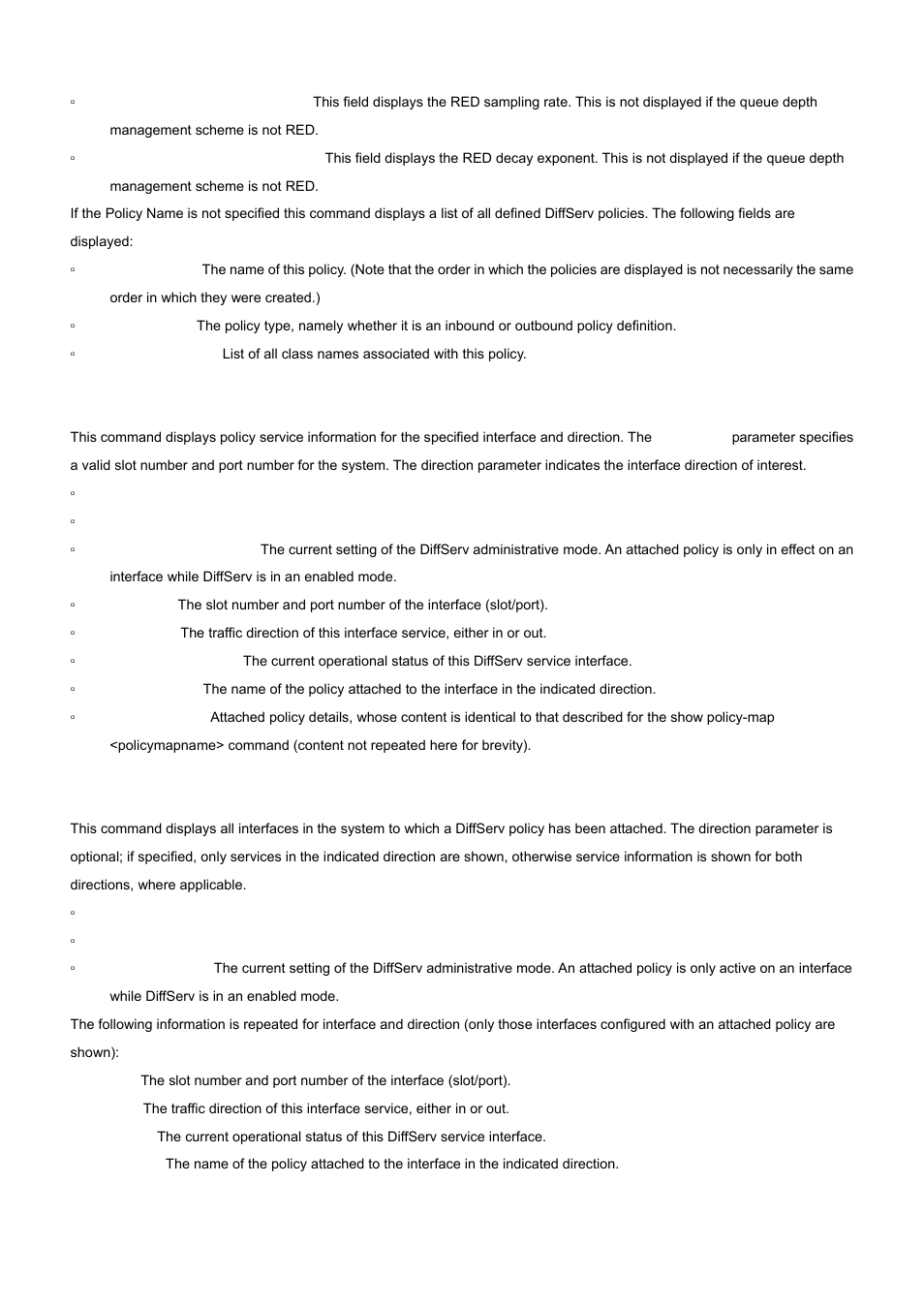 4 show diffserv service, 5 show diffserv service brief | PLANET WGS3-24000 User Manual | Page 398 / 526