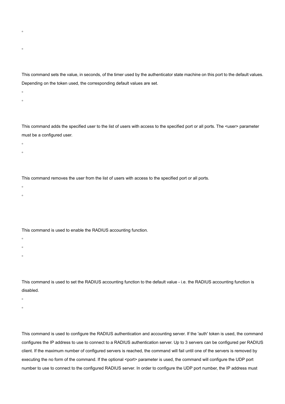 14 dot1x user, 15 radius accounting mode, 16 radius server host | PLANET WGS3-24000 User Manual | Page 406 / 526