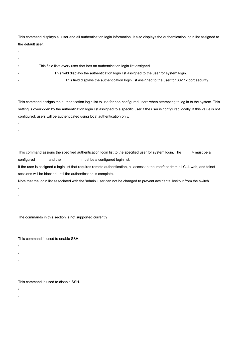 29 show users authentication, 30 users defaultlogin, 31 users login | 2 secure shell (ssh) commands, 1 ip ssh | PLANET WGS3-24000 User Manual | Page 413 / 526