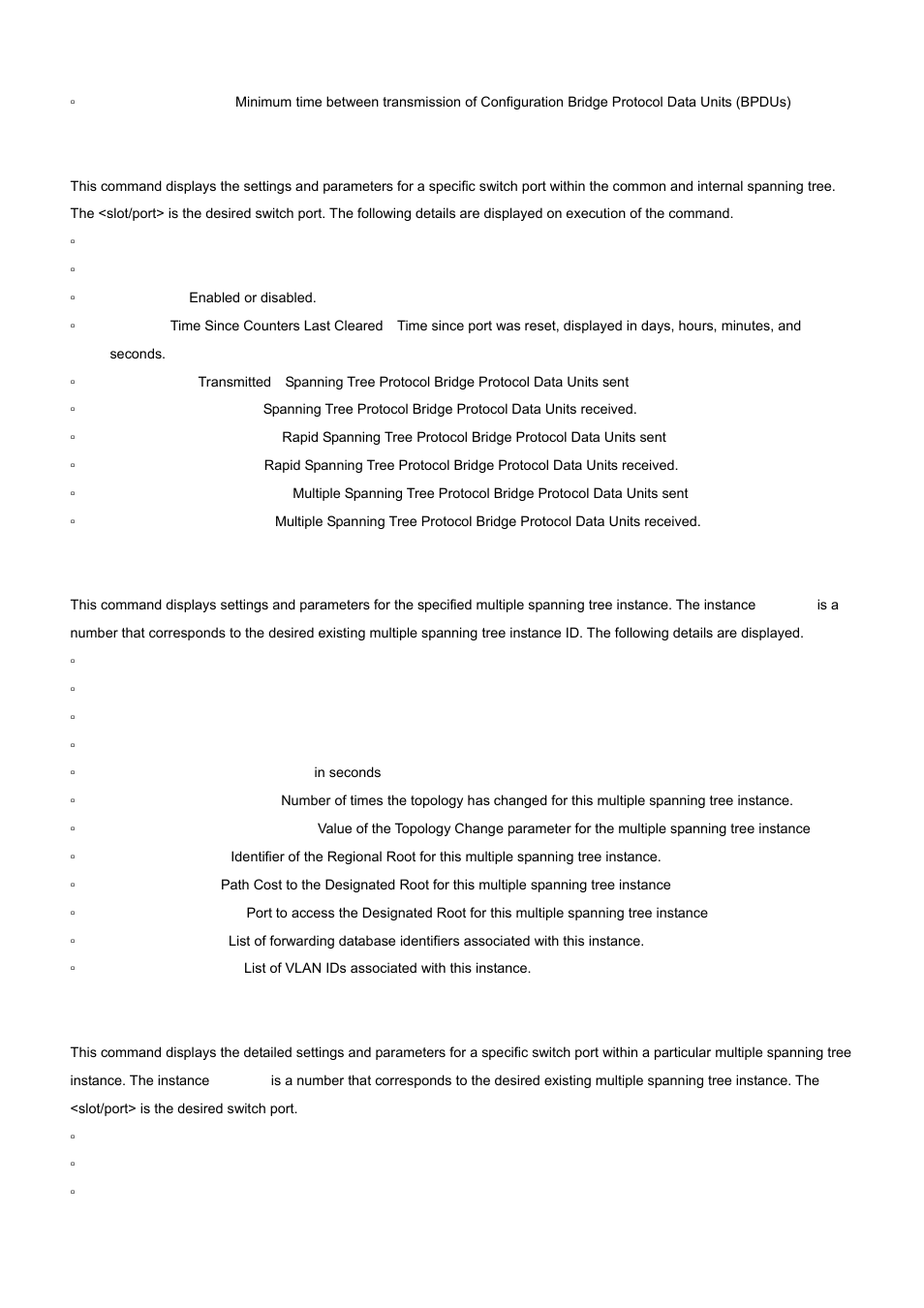 2 show spanning-tree interface, 3 show spanning-tree mst detailed, 4 show spanning-tree mst port detailed | PLANET WGS3-24000 User Manual | Page 418 / 526