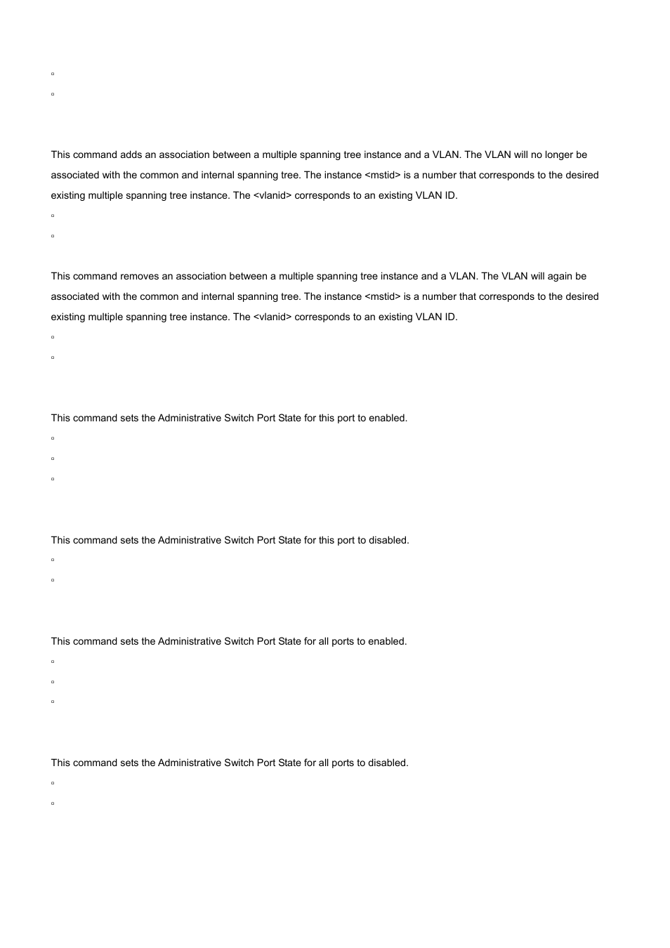 20 spanning-tree mst vlan, 21 spanning-tree port mode, 22 spanning-tree port mode all | PLANET WGS3-24000 User Manual | Page 425 / 526