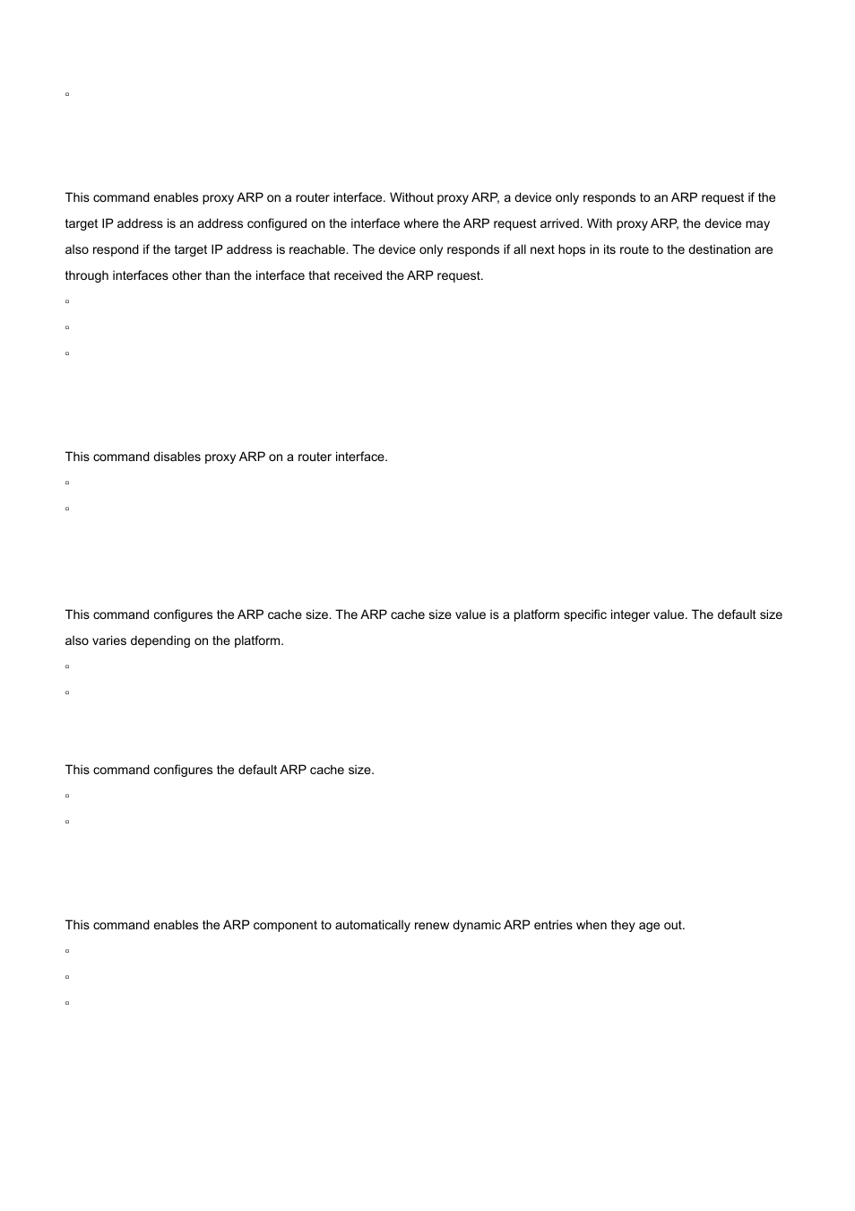 3 ip proxy-arp, 4 no ip proxy-arp, 5 arp cachesize | 6 no arp cachesize, 7 arp dynamicrenew | PLANET WGS3-24000 User Manual | Page 427 / 526