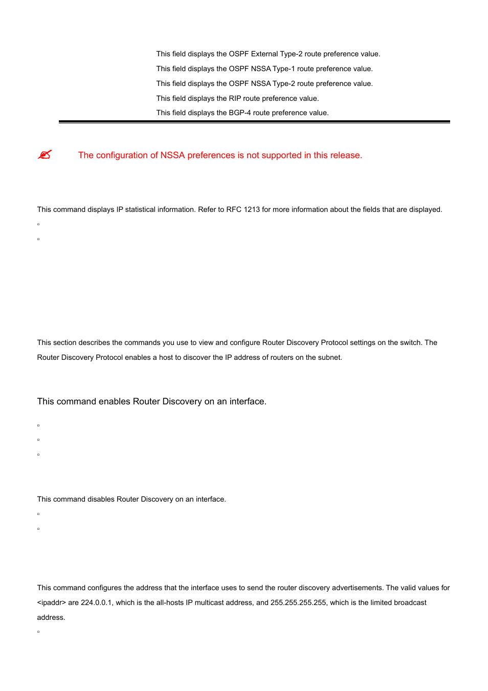 26 show ip stats, 3 router discovery protocol commands, 1 ip irdp | 2 ip irdp address | PLANET WGS3-24000 User Manual | Page 440 / 526