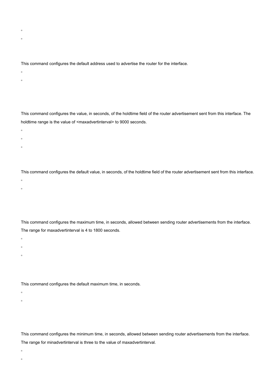 3 ip irdp holdtime, 4 ip irdp maxadvertinterval, 5 ip irdp minadvertinterval | PLANET WGS3-24000 User Manual | Page 441 / 526