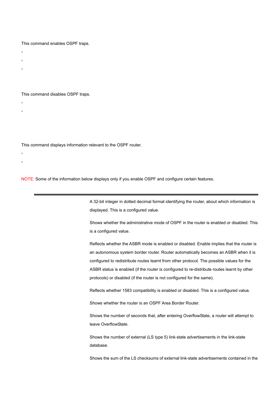 40 trapflags (ospf), 41 show ip ospf, No trapflags | PLANET WGS3-24000 User Manual | Page 464 / 526