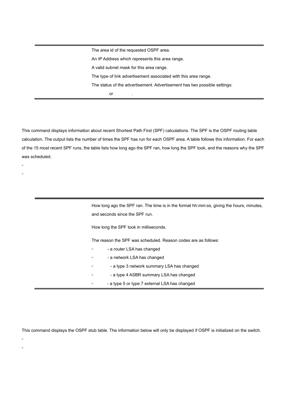 53 show ip ospf statistics, 54 show ip ospf stub table | PLANET WGS3-24000 User Manual | Page 475 / 526