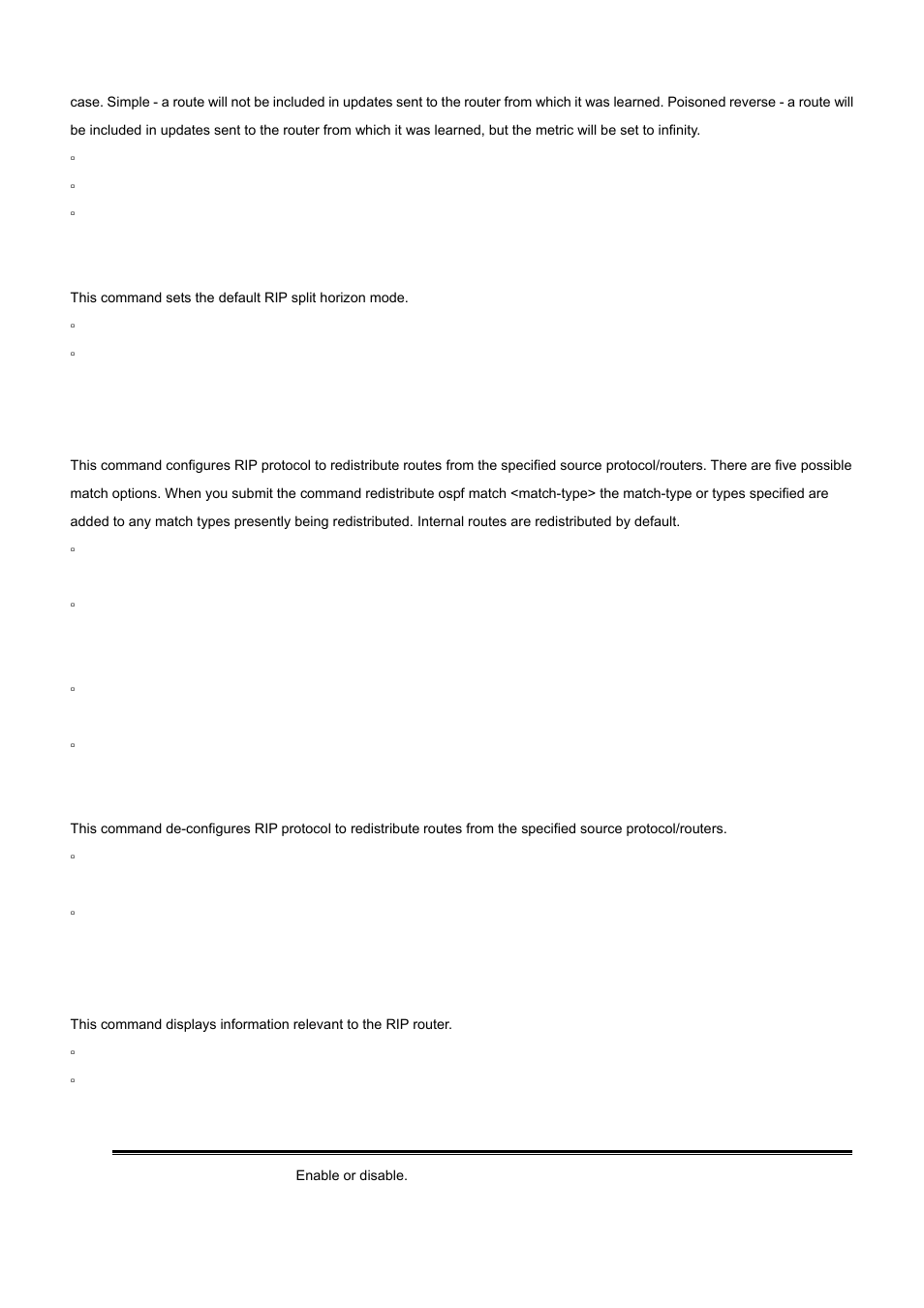 14 redistribute (rip), 15 show ip rip, No split-horizon | No redistribute | PLANET WGS3-24000 User Manual | Page 482 / 526