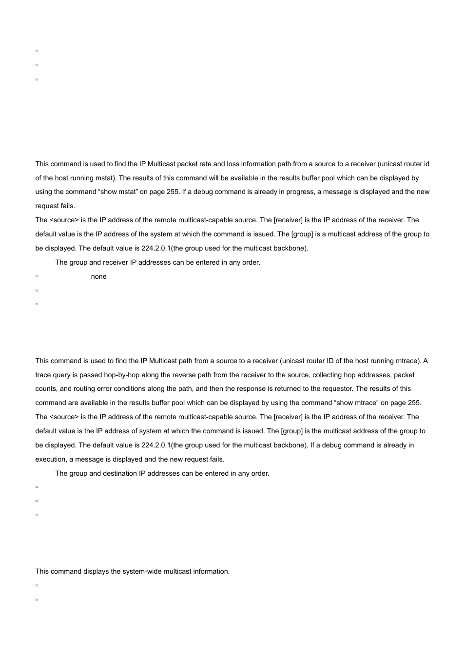 6 mstat, 7 mtrace, 8 show ip mcast | PLANET WGS3-24000 User Manual | Page 487 / 526