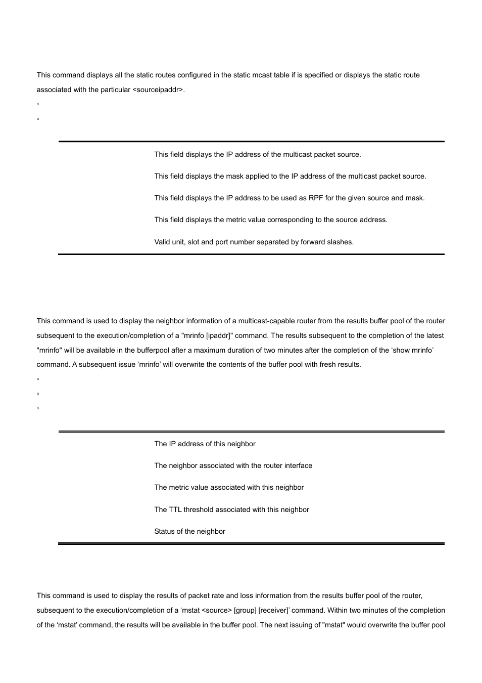 14 show ip mcast mroute static, 15 show mrinfo, 16 show mstat | PLANET WGS3-24000 User Manual | Page 491 / 526