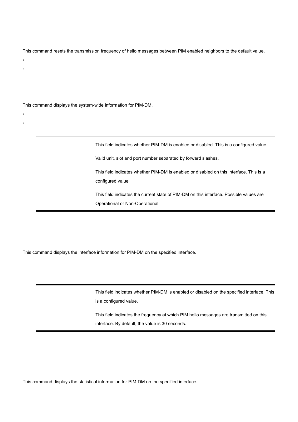 4 show ip pimdm, 5 show ip pimdm interface, 6 show ip pimdm interface stats | No ip pimdm query-interval | PLANET WGS3-24000 User Manual | Page 508 / 526