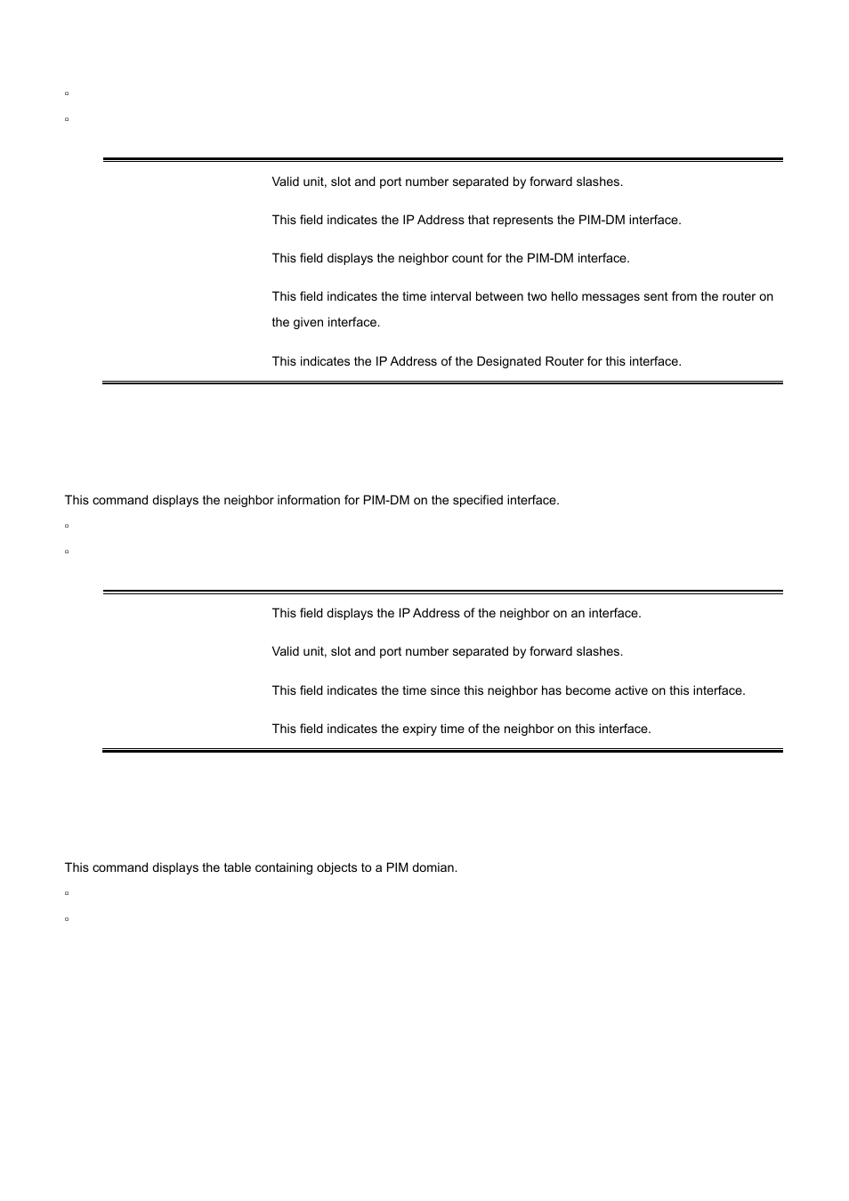 7 show ip pimdm neighbor, 8 show ip pimdm componenttable | PLANET WGS3-24000 User Manual | Page 509 / 526