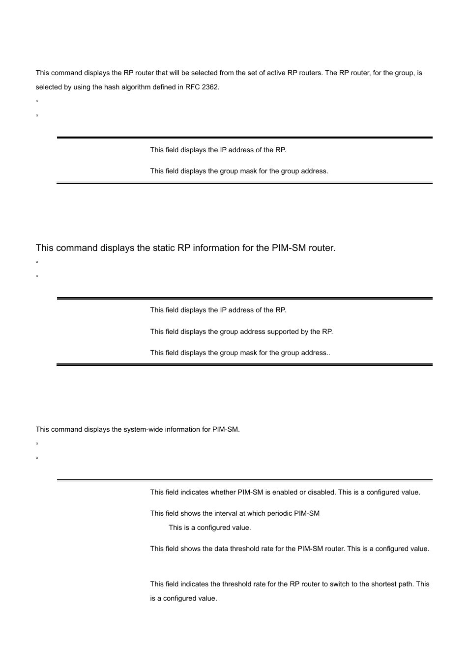 12 show ip pimsm rphash, 13 show ip pimsm staticrp, 14 show ip pimsm | PLANET WGS3-24000 User Manual | Page 514 / 526