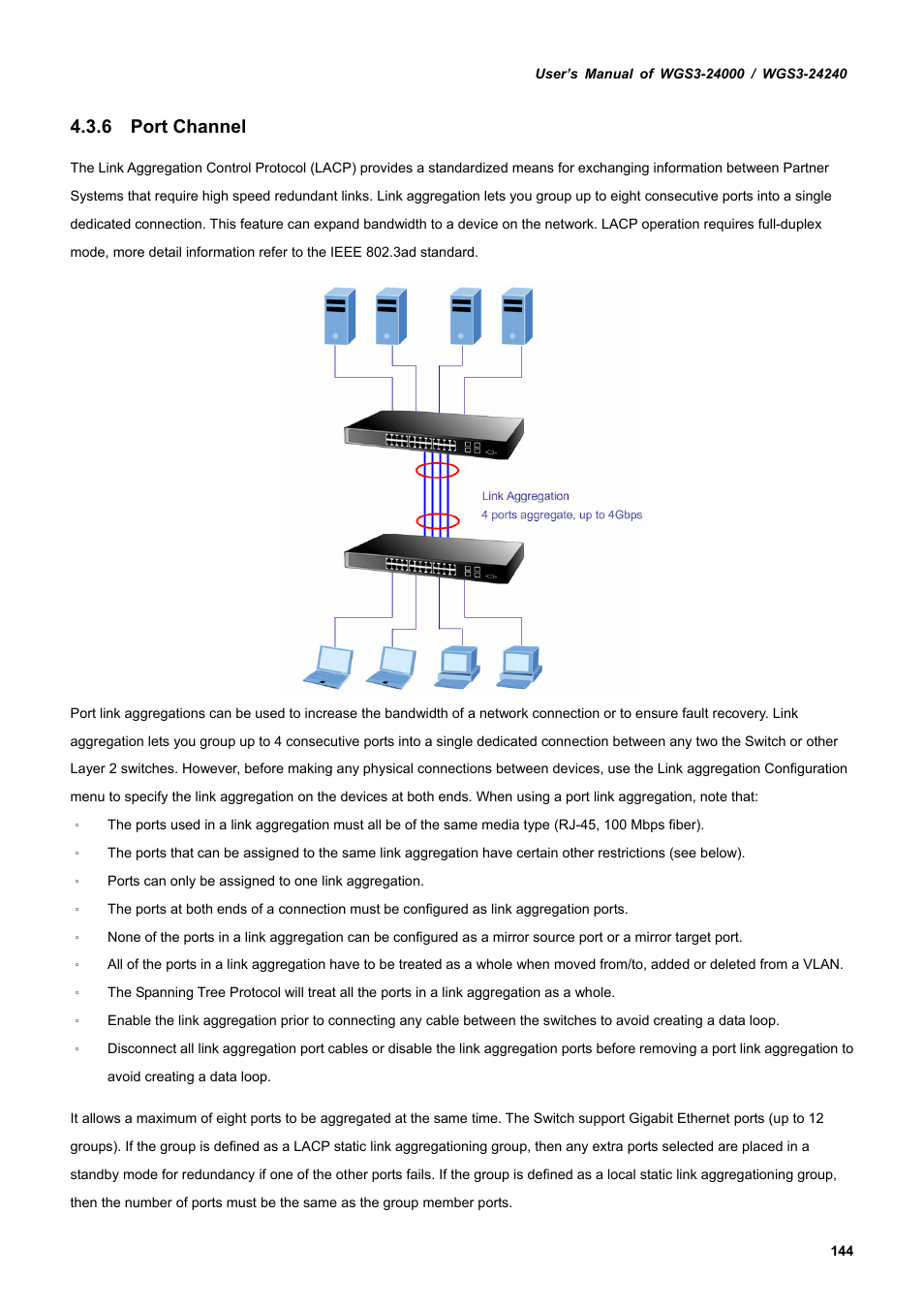 6 port channel | PLANET WGS3-24240 User Manual | Page 144 / 570