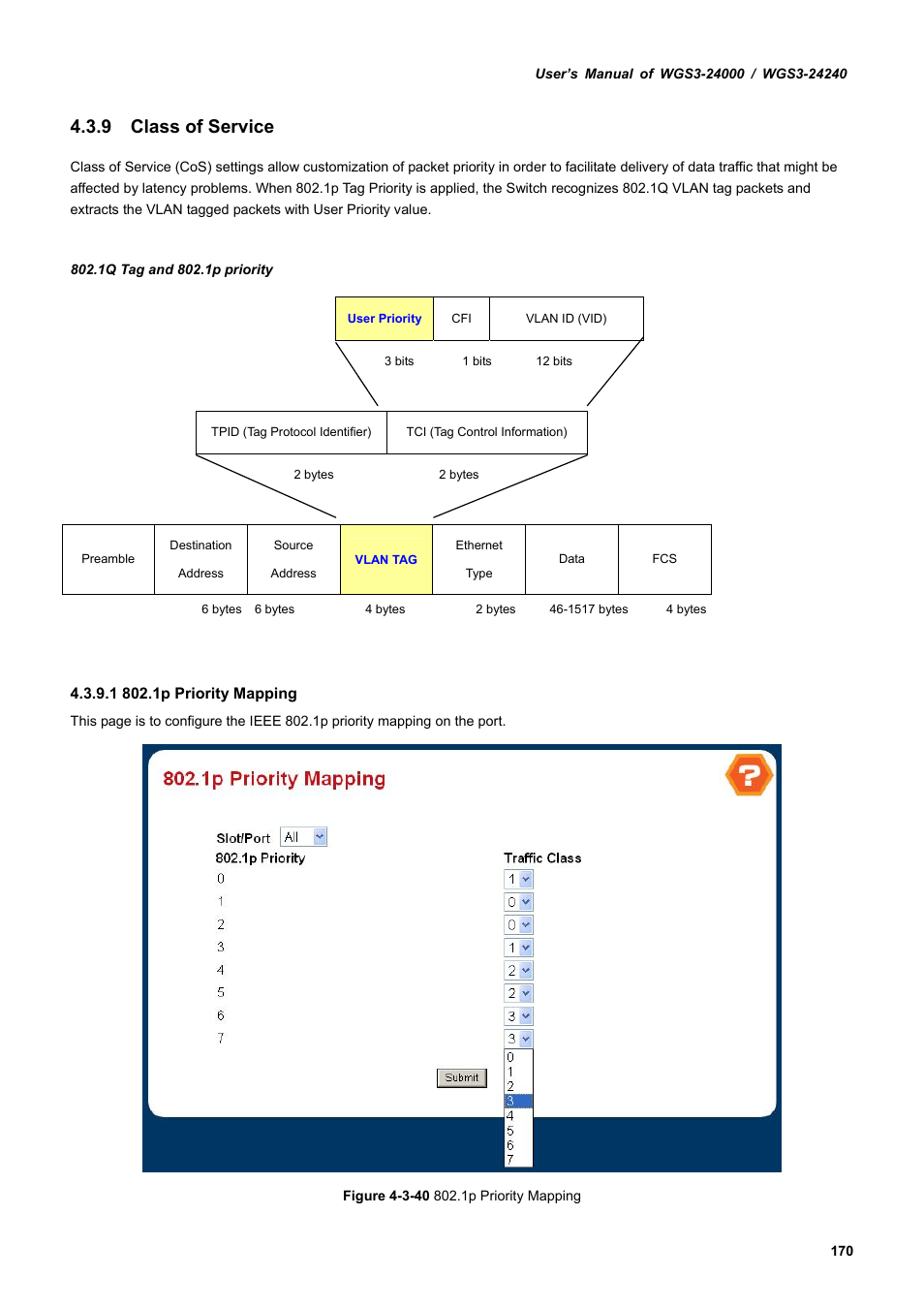 9 class of service | PLANET WGS3-24240 User Manual | Page 170 / 570