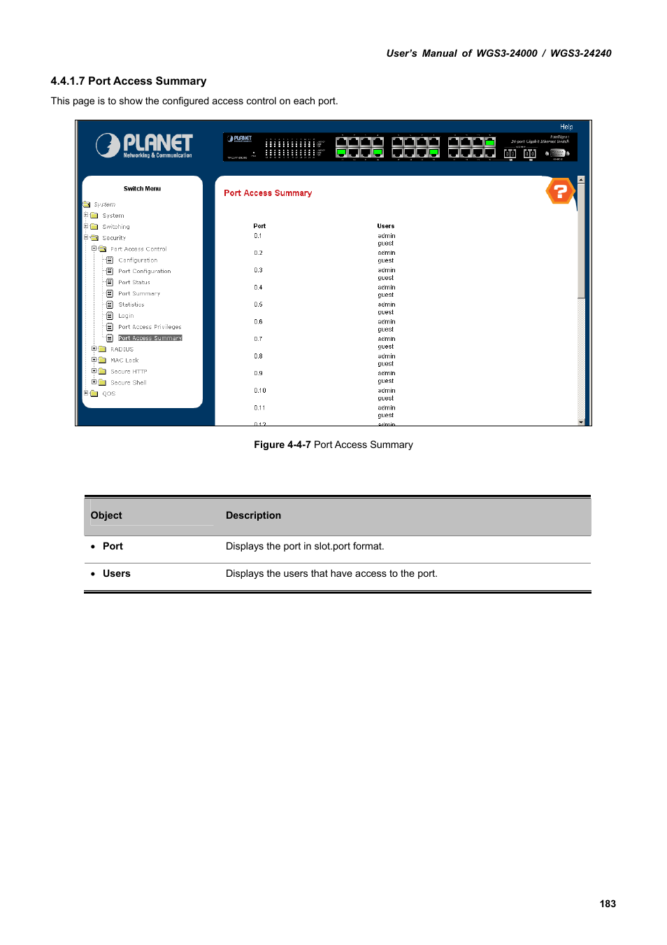 PLANET WGS3-24240 User Manual | Page 183 / 570