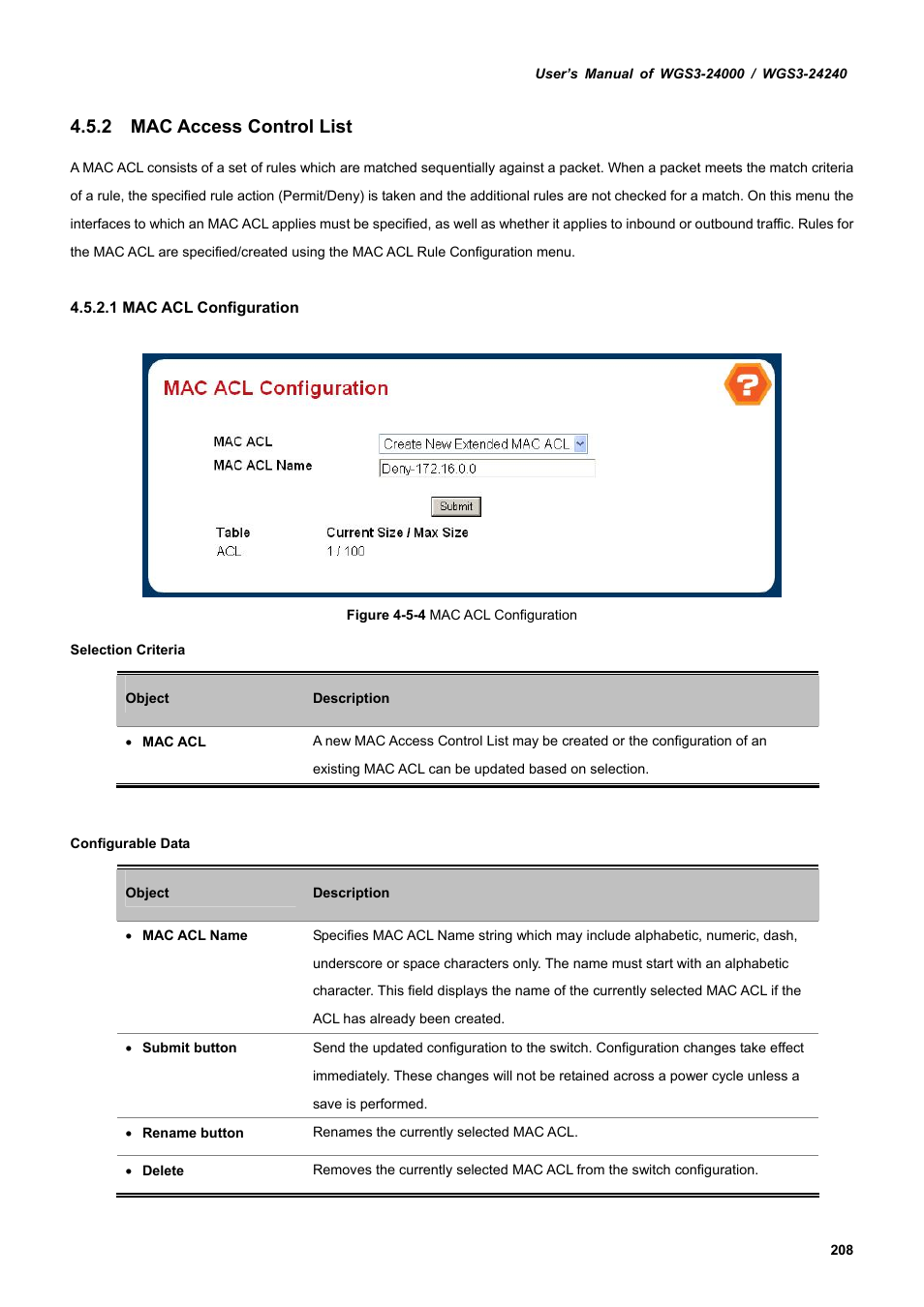 2 mac access control list | PLANET WGS3-24240 User Manual | Page 208 / 570