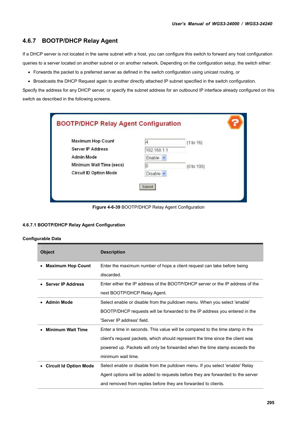 7 bootp/dhcp relay agent | PLANET WGS3-24240 User Manual | Page 295 / 570