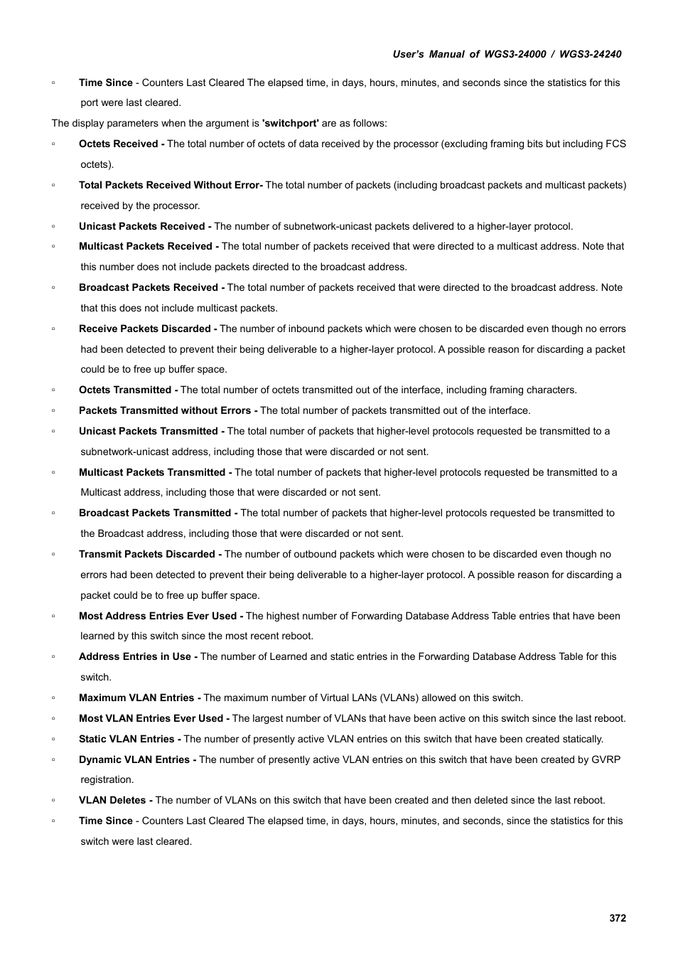 PLANET WGS3-24240 User Manual | Page 372 / 570