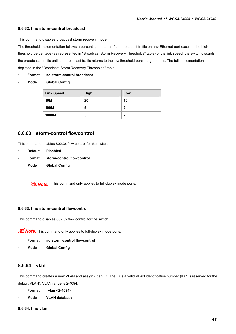 63 storm-control flowcontrol, 64 vlan | PLANET WGS3-24240 User Manual | Page 411 / 570