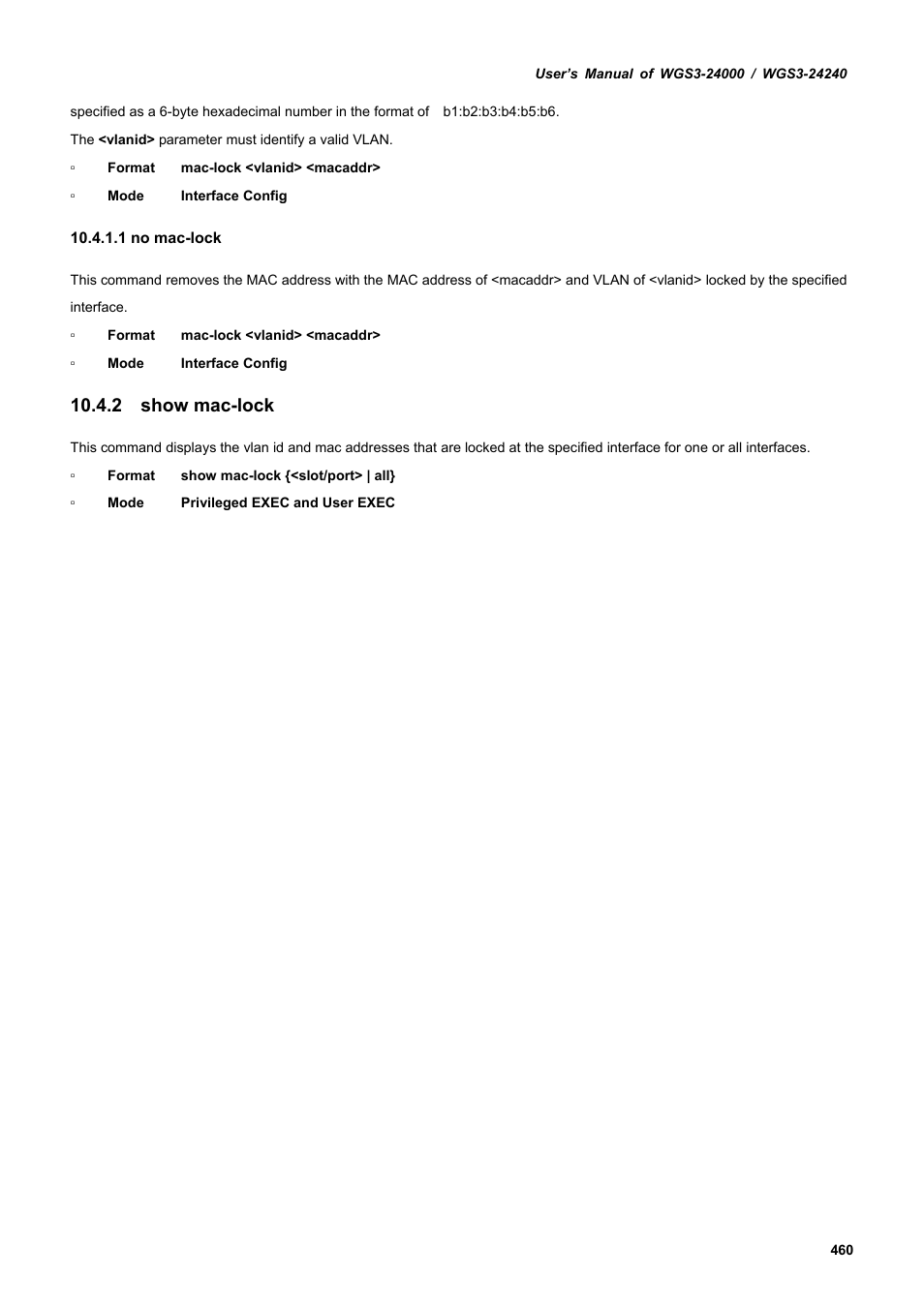 2 show mac-lock | PLANET WGS3-24240 User Manual | Page 460 / 570