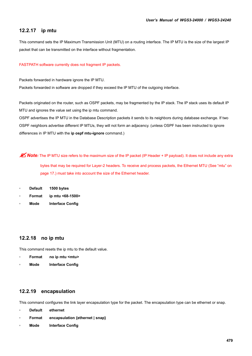 17 ip mtu, 18 no ip mtu, 19 encapsulation | PLANET WGS3-24240 User Manual | Page 479 / 570