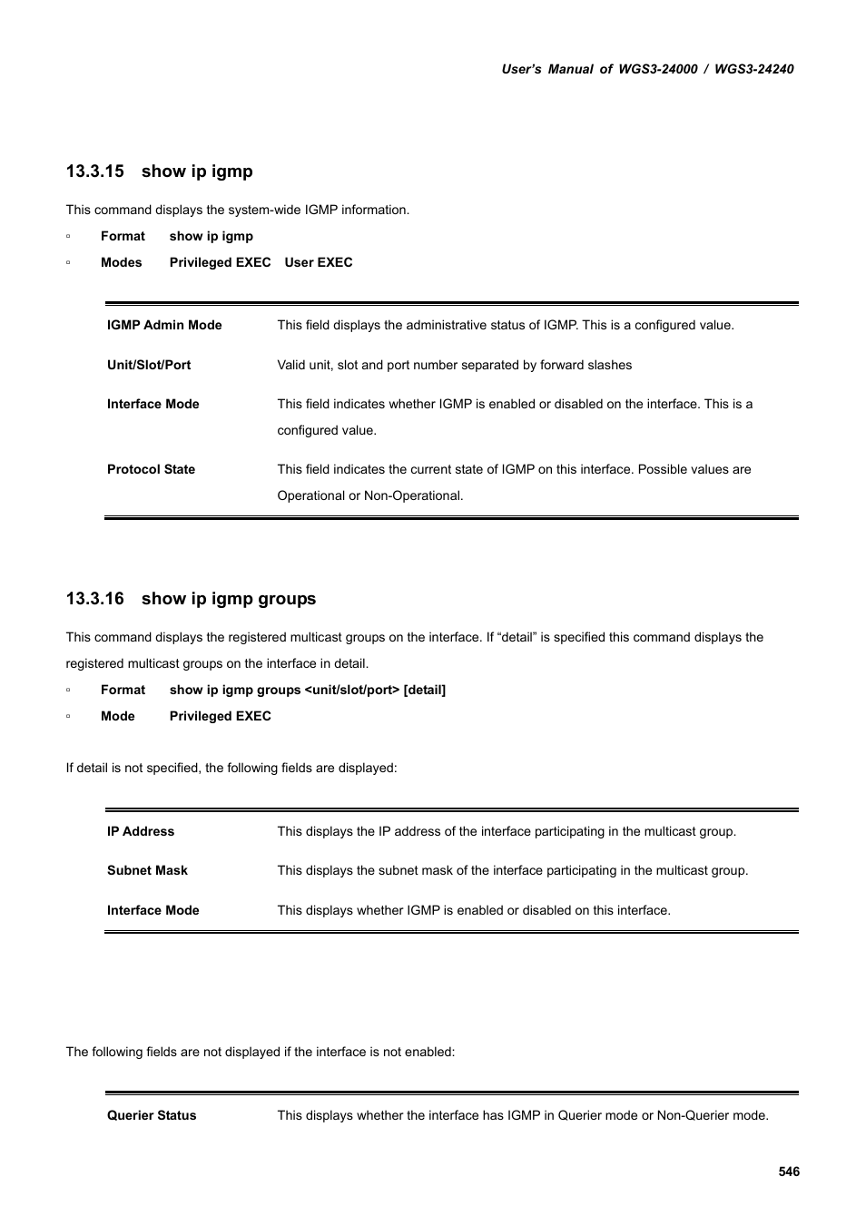 15 show ip igmp, 16 show ip igmp groups | PLANET WGS3-24240 User Manual | Page 546 / 570