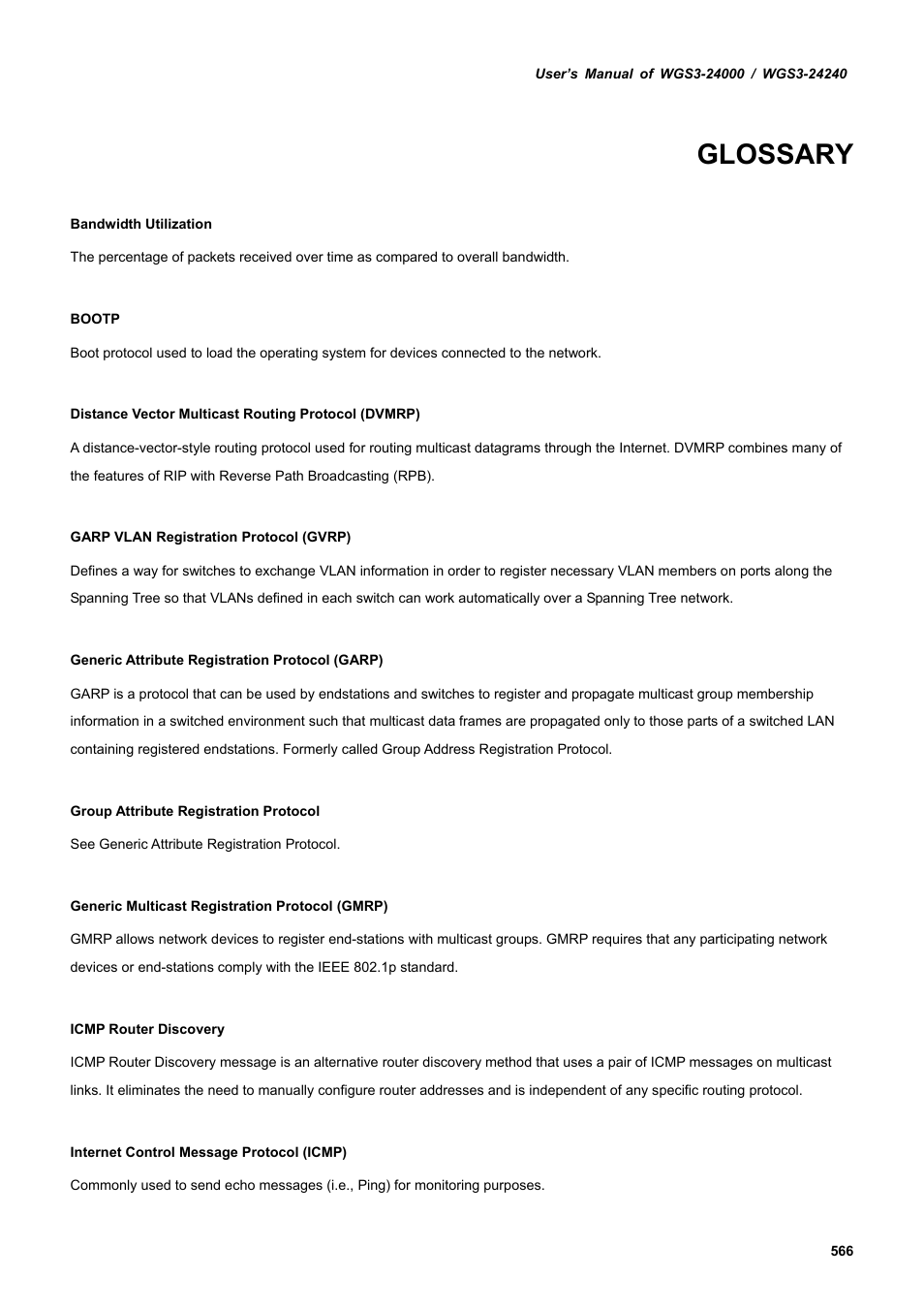 Glossary | PLANET WGS3-24240 User Manual | Page 566 / 570