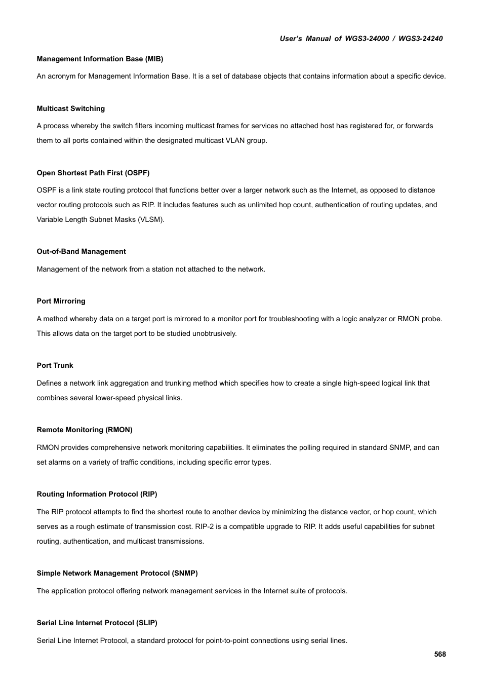 PLANET WGS3-24240 User Manual | Page 568 / 570