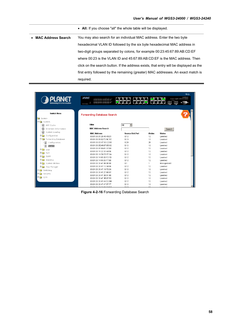 PLANET WGS3-24240 User Manual | Page 58 / 570