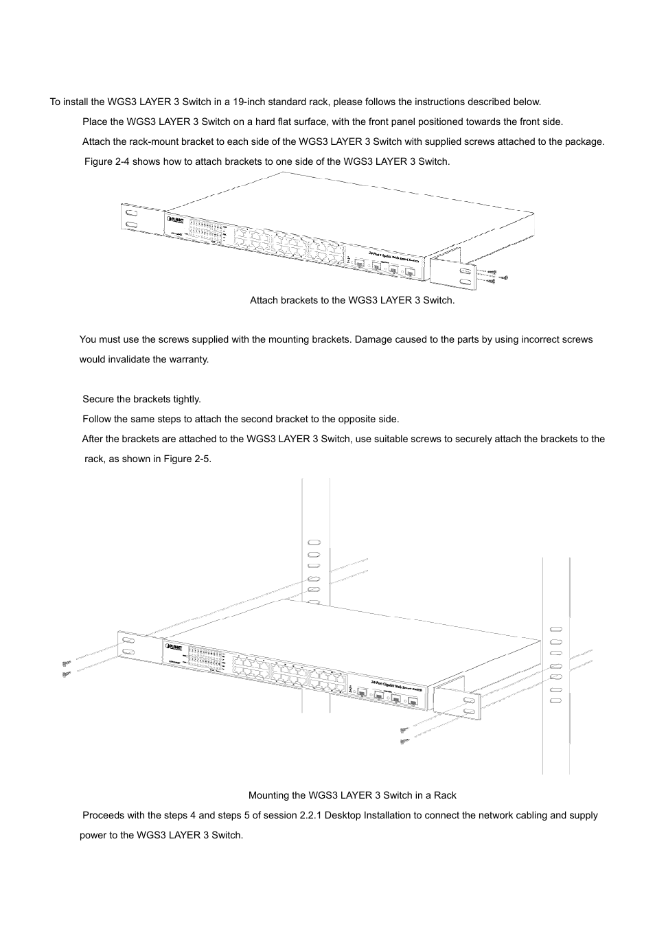 2 rack mounting | PLANET WGS3-2820 User Manual | Page 28 / 528