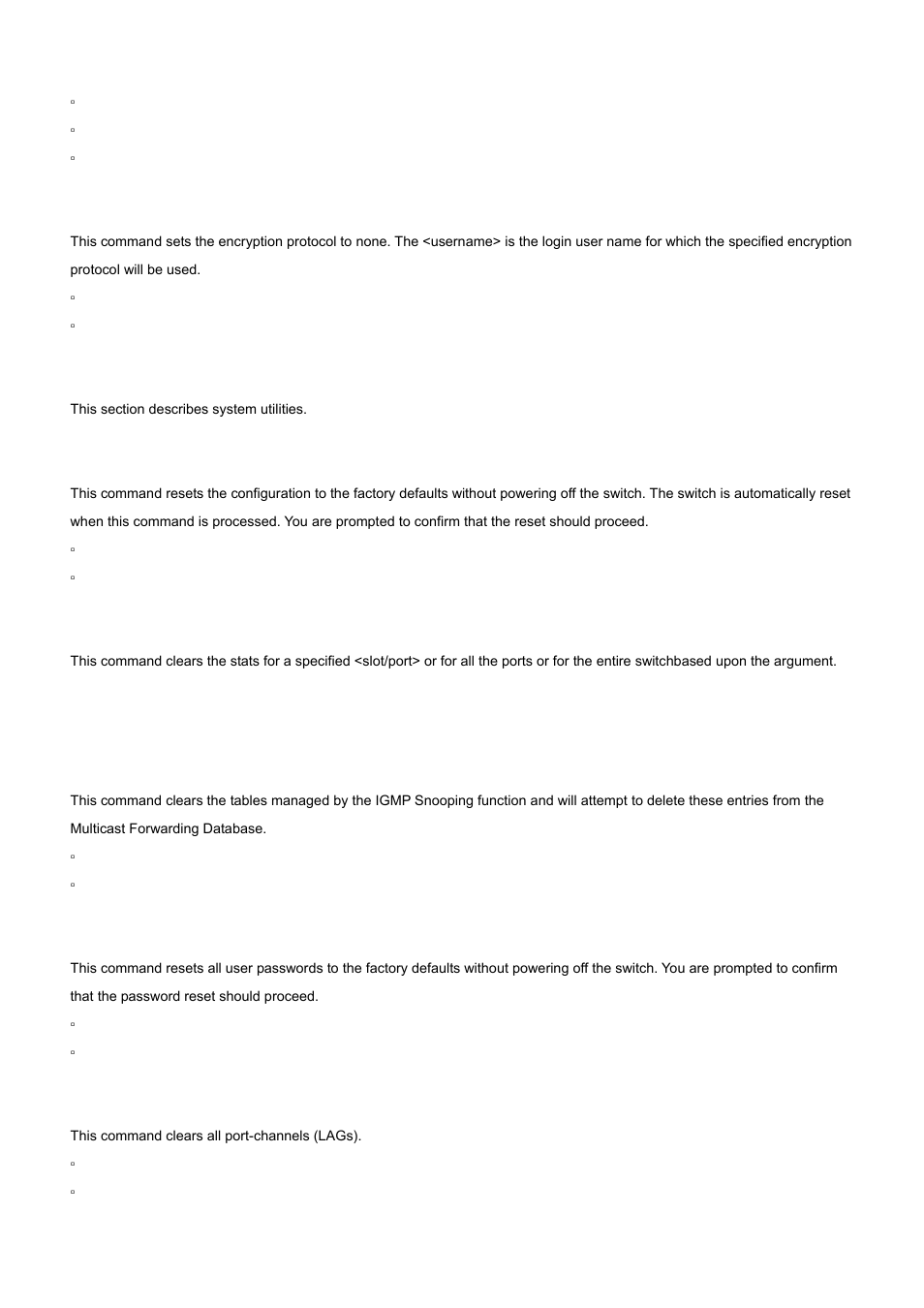 8 system utilities, 1 clear config, 2 clear counters | 3 clear igmpsnooping, 4 clear pass, 5 clear port-channel | PLANET WGS3-2820 User Manual | Page 377 / 528