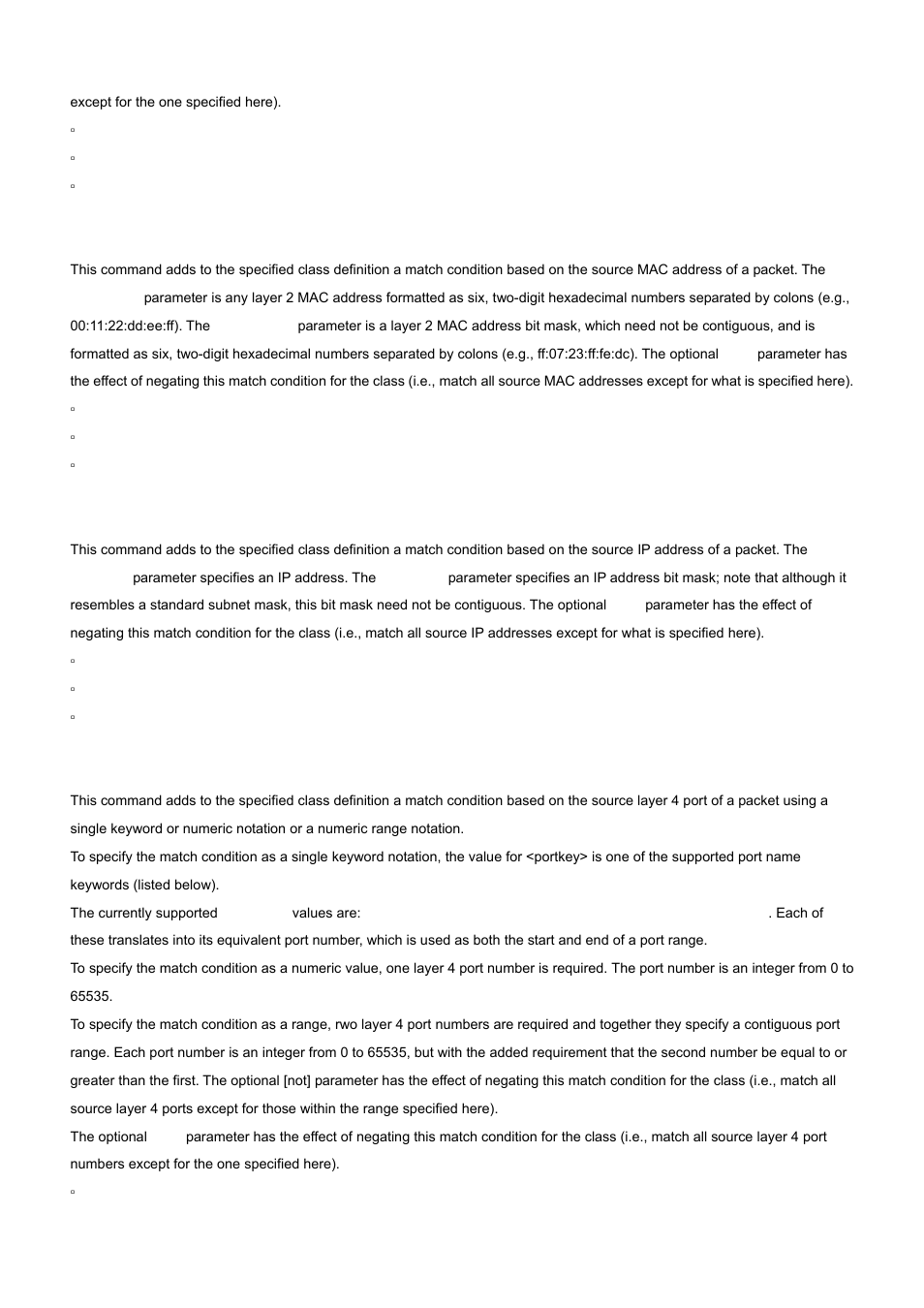 12 match source-address mac, 13 match srcip, 14 match srcl4port | PLANET WGS3-2820 User Manual | Page 388 / 528