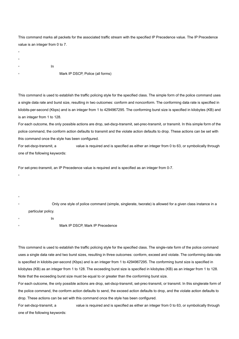 7 mark ip-precedence, 8 police-simple, 9 police-single-rate | PLANET WGS3-2820 User Manual | Page 392 / 528