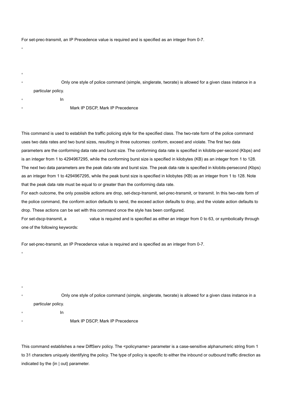 10 police-two-rate, 11 policy-map | PLANET WGS3-2820 User Manual | Page 393 / 528