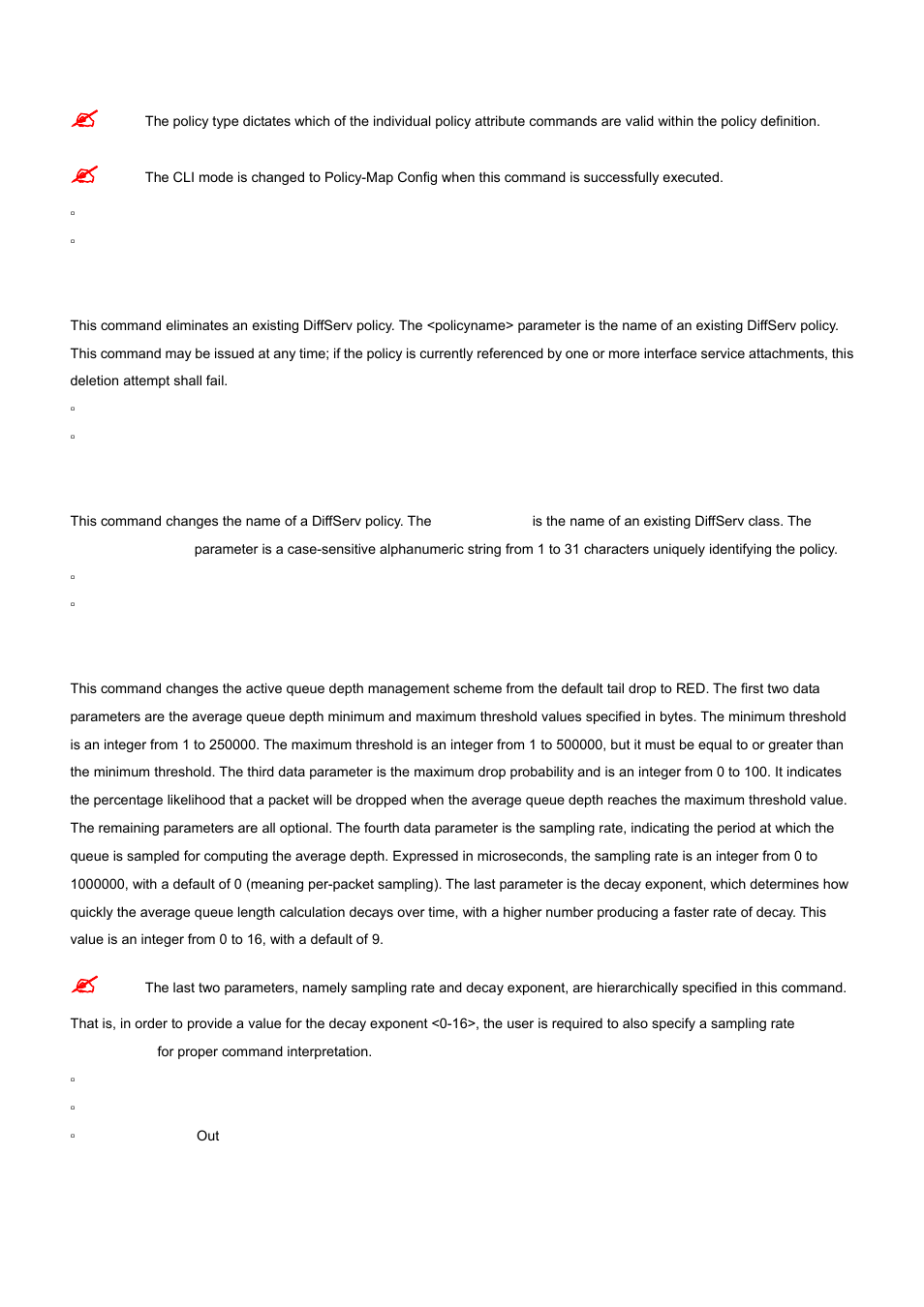 12 policy-map rename, 13 randomdrop | PLANET WGS3-2820 User Manual | Page 394 / 528