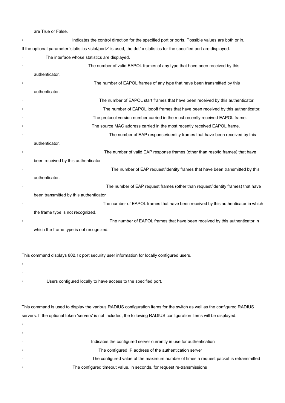 26 show dot1x users, 27 show radius | PLANET WGS3-2820 User Manual | Page 413 / 528