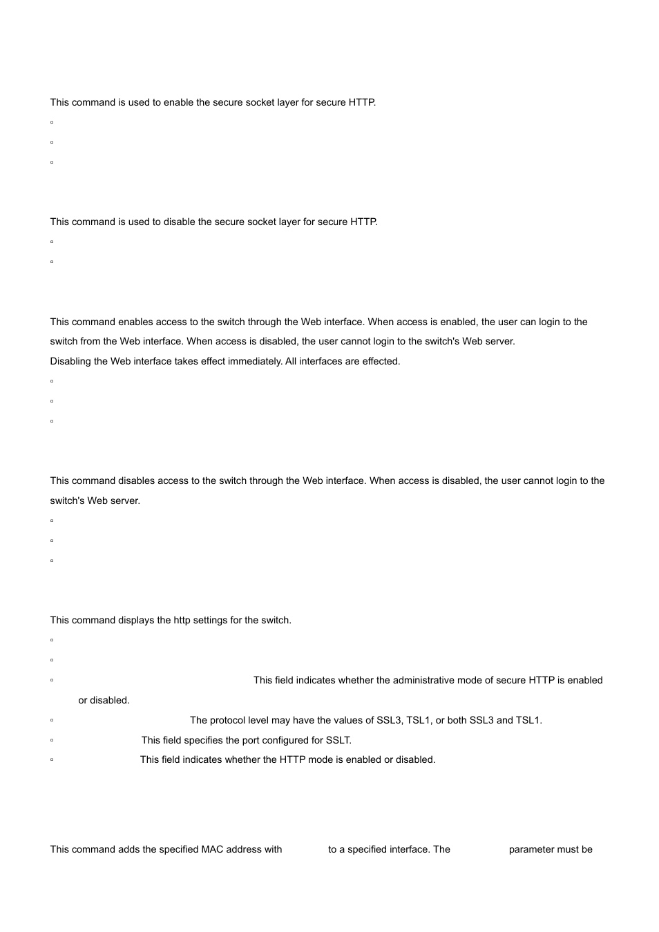 3 ip http secure-server, 4 ip http server, 5 show ip http | 4 mac lock commands, 1 mac-lock | PLANET WGS3-2820 User Manual | Page 417 / 528