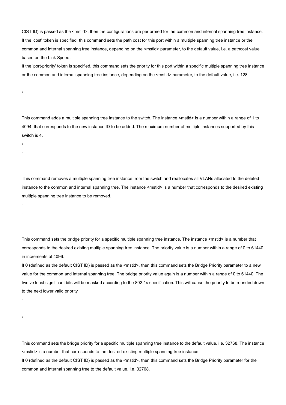 18 spanning-tree mst instance, 19 spanning-tree mst priority | PLANET WGS3-2820 User Manual | Page 426 / 528
