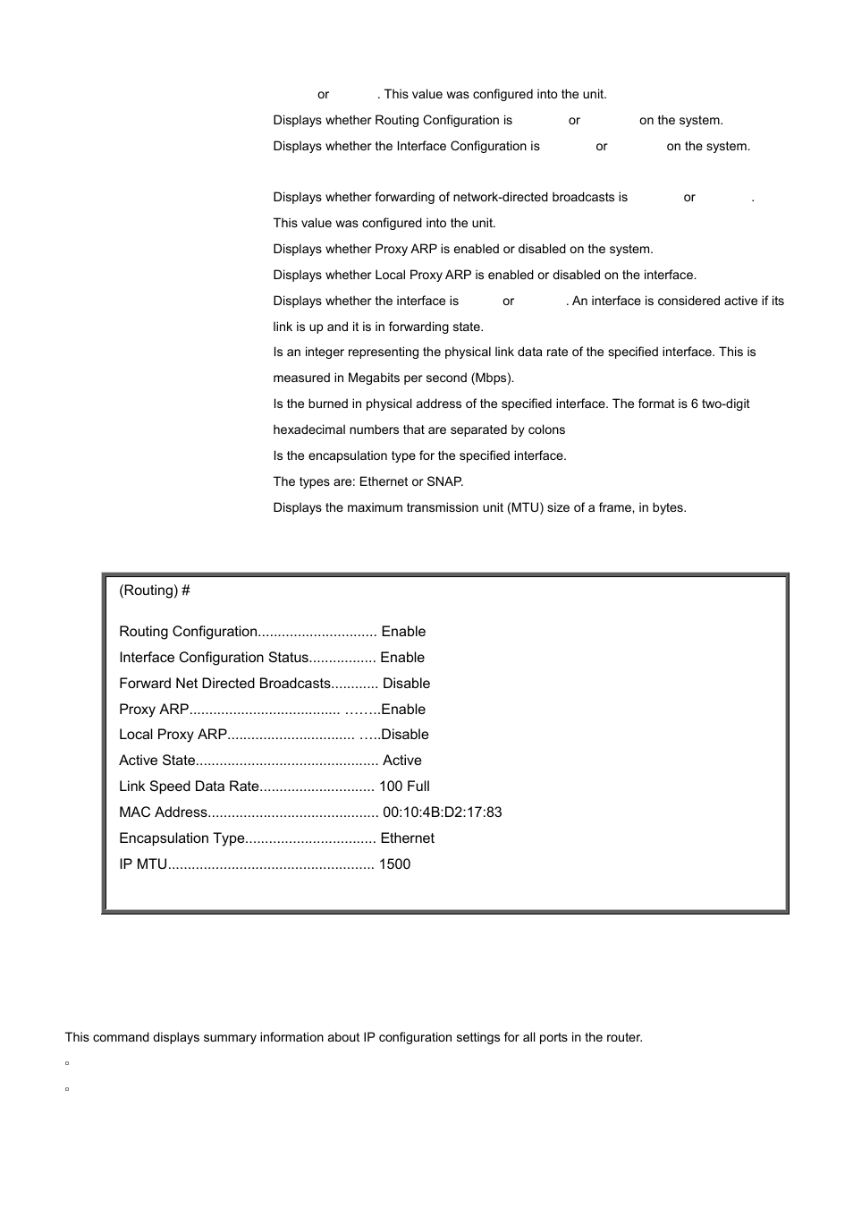 22 show ip interface brief | PLANET WGS3-2820 User Manual | Page 439 / 528