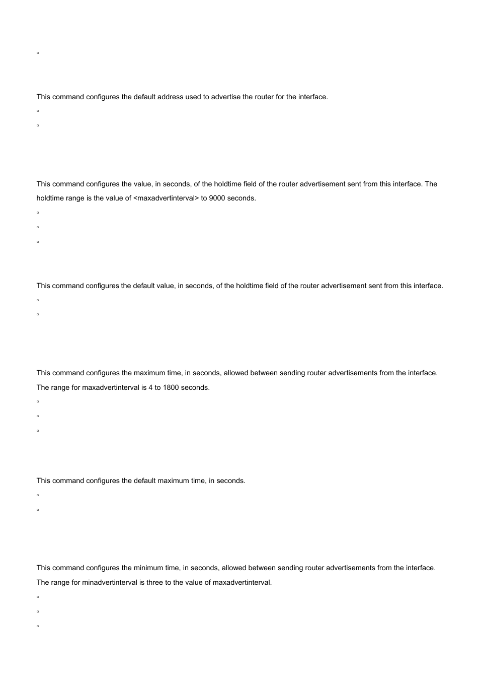 3 ip irdp holdtime, 4 ip irdp maxadvertinterval, 5 ip irdp minadvertinterval | PLANET WGS3-2820 User Manual | Page 443 / 528