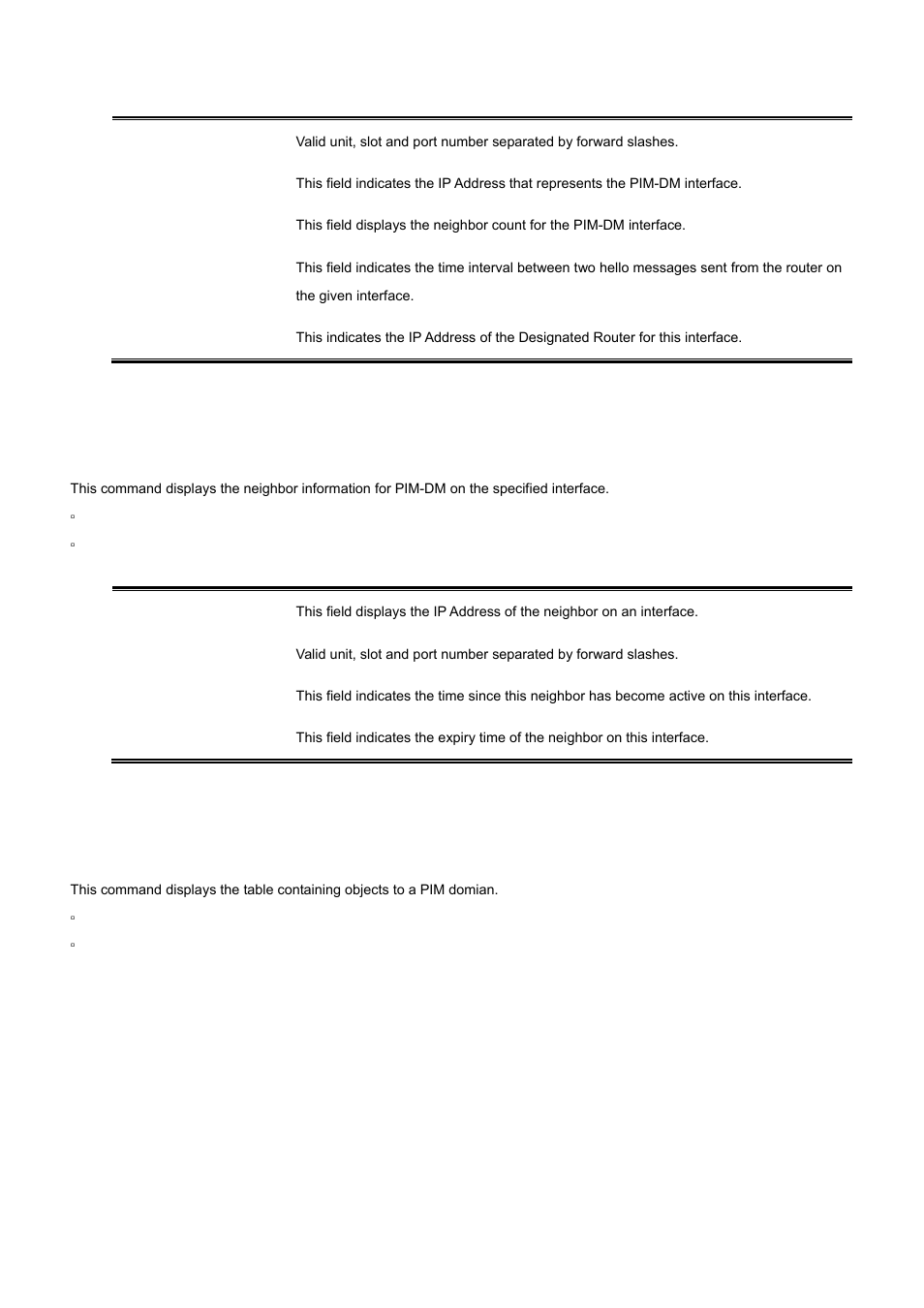 7 show ip pimdm neighbor, 8 show ip pimdm componenttable | PLANET WGS3-2820 User Manual | Page 511 / 528