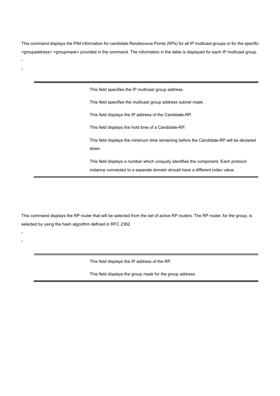 19 show ip pimsm rp, 20 show ip pimsm rphash | PLANET WGS3-2820 User Manual | Page 519 / 528