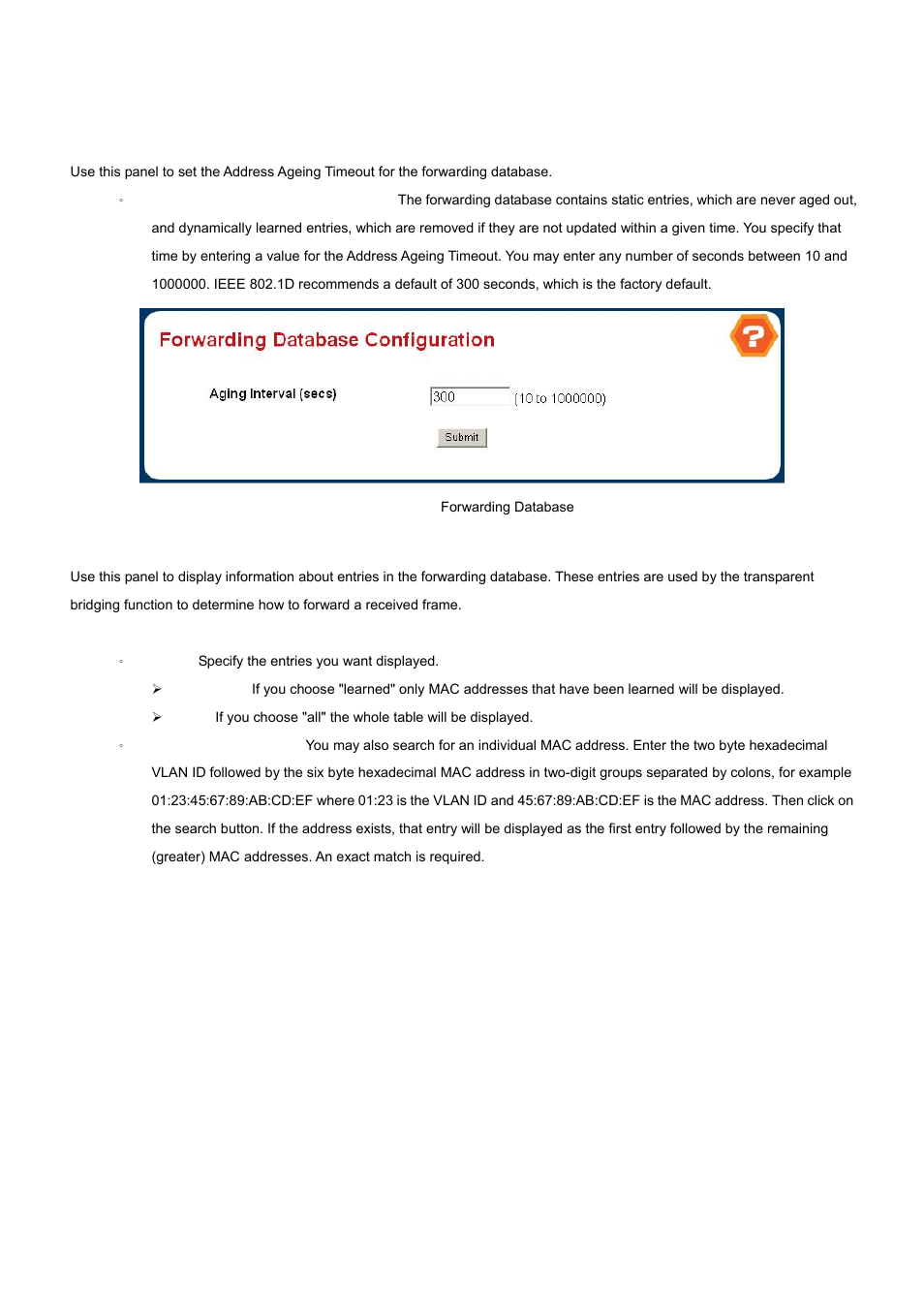 4 forwarding database | PLANET WGS3-2820 User Manual | Page 52 / 528